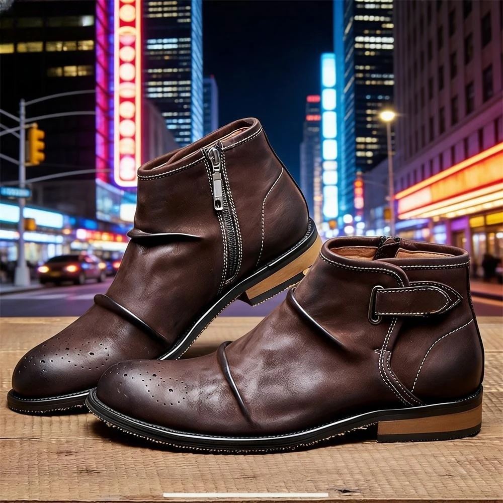 Formal Men Daily Wear Footwear - Stivaletti da Uomo con Punta Brogue,