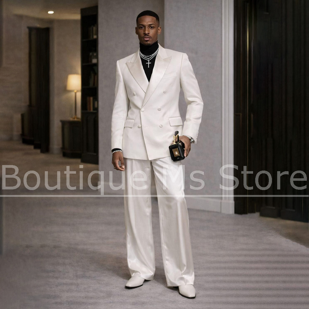 Abito da uomo bianco in raso a - Men Formal Wear Modern recensione e prezzo